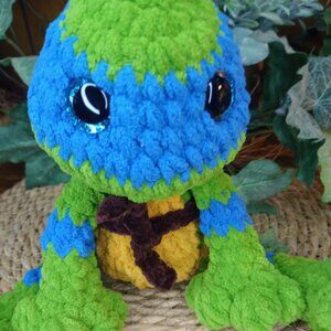Turtle Power in Blue! Crochet Plushie Handmade by ME!